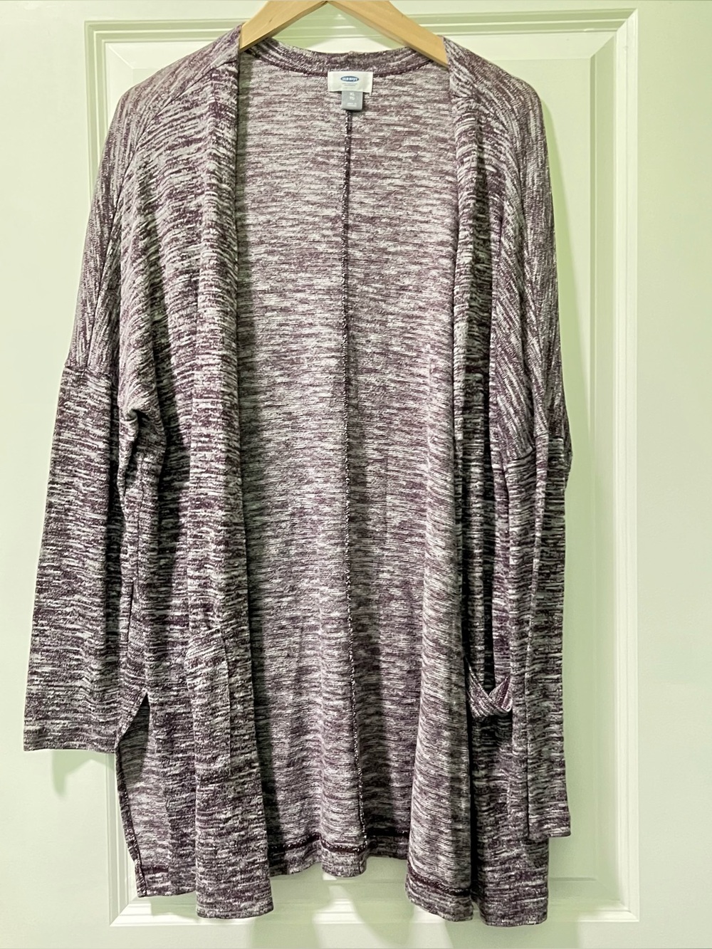 Old Navy Purple & White Heathered Open Front Cardigan with Pockets Size XL